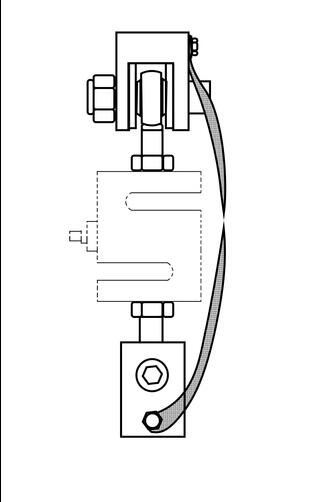 Graphical representation of the DM-18 tension weighing load cell mount assembly